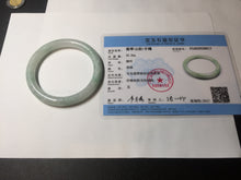 Load image into Gallery viewer, 54mm Certified type A 100% Natural sunny green/white round cut Jadeite bangle BN81-9817