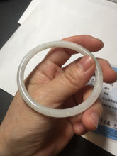 Load image into Gallery viewer, 56mm 100% natural Type A light green white slim round cut jadeite jade bangle AD107-8108