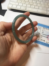 Load image into Gallery viewer, 58.8mm Certified Type A 100% Natural dark green/blue/gray with Guatemala slim round cut Jadeite bangle PE72-1491