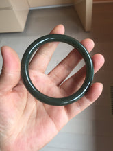 Load image into Gallery viewer, 58.2mm certified 100% Natural dark green/black meteorite round cut nephrite bangle HN163-5908