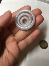 Load image into Gallery viewer, 33.6/23.5/14.7mm Type A 100% Natural light purple white Jadeite Jade concentric circle safety Guardian ring pendant set BK113