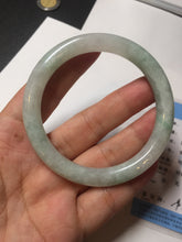 Load image into Gallery viewer, 54mm Certified type A 100% Natural sunny green/white round cut Jadeite bangle BN81-9817