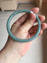 Load image into Gallery viewer, 63mm Certified Type A 100% Natural Light Blue Green Gray Ru Kiln Sky Celadon Blue (汝窑天青蓝) Guatemala Jadeite Jade Slim Round Bangle BS172-8648