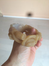 Load image into Gallery viewer, 57.2mm 100% natural light brown/purple carved Lily of the Valley Quartzite (Shetaicui jade) bangle SY3