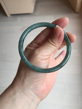 Load image into Gallery viewer, 58mm Certified Type A 100% Natural dark green/blue/gray/black with flying flowers Guatemala Jadeite bangle BS171-8628