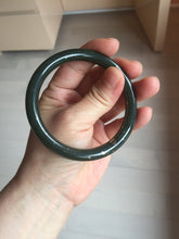 Load image into Gallery viewer, 58.2mm certified 100% Natural dark green/black meteorite round cut nephrite bangle HN163-5908