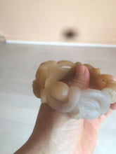 Load image into Gallery viewer, 57.2mm 100% natural light brown/purple carved Lily of the Valley Quartzite (Shetaicui jade) bangle SY3