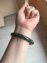 Load image into Gallery viewer, 58.2mm certified 100% Natural dark green/black meteorite round cut nephrite bangle HN163-5908