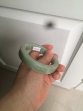 Load image into Gallery viewer, 55.7mm certified type A 100% Natural light green/gray square style Jadeite Jade bangle AX100-1500