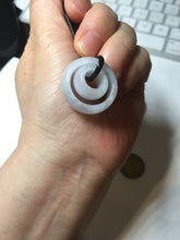 Load image into Gallery viewer, 33.6/23.5/14.7mm Type A 100% Natural light purple white Jadeite Jade concentric circle safety Guardian ring pendant set BK113