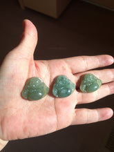 Load image into Gallery viewer, 100% Natural type A icy watery dark green(老油青) happy Buddha jadeite pendant BD190
