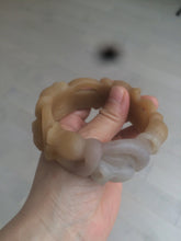 Load image into Gallery viewer, 57.2mm 100% natural light brown/purple carved Lily of the Valley Quartzite (Shetaicui jade) bangle SY3