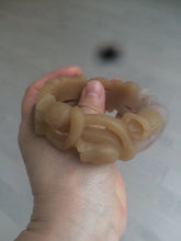 Load image into Gallery viewer, 57.2mm 100% natural light brown/purple carved Lily of the Valley Quartzite (Shetaicui jade) bangle SY3