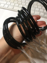 Load image into Gallery viewer, 54-64mm certified 100% Natural dark green black (青玉) slim round cut nephrite group Jade bangle HT106