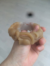 Load image into Gallery viewer, 57.2mm 100% natural light brown/purple carved Lily of the Valley Quartzite (Shetaicui jade) bangle SY3