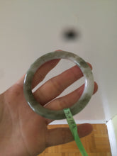 Load image into Gallery viewer, 53.6mm 100% natural Type A brown green white flat round cut jadeite jade bangle F58-7010