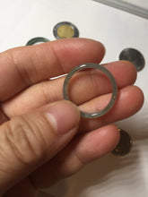 Load image into Gallery viewer, 18.8mm size 8 3/4 100% natural type A icy watery green/blue slim style Guatemala jadeite jade band ring group BP73
