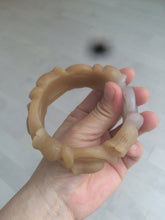 Load image into Gallery viewer, 57.2mm 100% natural light brown/purple carved Lily of the Valley Quartzite (Shetaicui jade) bangle SY3