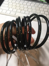 Load image into Gallery viewer, 54-64mm certified 100% Natural dark green black (青玉) slim round cut nephrite group Jade bangle HT106