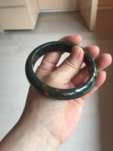 Load image into Gallery viewer, 60.4mm 100% Natural Dark Green Black Meteorite Night Sky Golden Blossom Fireworks Nephrite Bangle HN162-5905