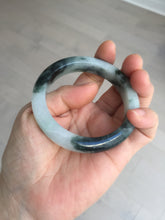 Load image into Gallery viewer, 54.3mm Certified Type A 100% Natural icy watery dark green/white//black Jadeite Jade bangle BM8-8573