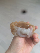 Load image into Gallery viewer, 57.2mm 100% natural light brown/purple carved Lily of the Valley Quartzite (Shetaicui jade) bangle SY3