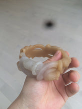 Load image into Gallery viewer, 57.2mm 100% natural light brown/purple carved Lily of the Valley Quartzite (Shetaicui jade) bangle SY3