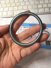 Load image into Gallery viewer, 56.7mm Certified Type A 100% Natura dark blue/green/gray/black Guatemala slim round cut Jadeite bangle AZ170-2448