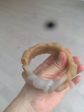 Load image into Gallery viewer, 57.2mm 100% natural light brown/purple carved Lily of the Valley Quartzite (Shetaicui jade) bangle SY3