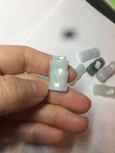 Load image into Gallery viewer, 100% Natural type A green/white/purple Jadeite Jade bamboo pendant group AC81