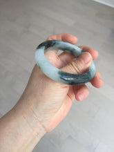 Load image into Gallery viewer, 54.3mm Certified Type A 100% Natural icy watery dark green/white//black Jadeite Jade bangle BM8-8573