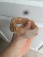 Load image into Gallery viewer, 57.2mm 100% natural light brown/purple carved Lily of the Valley Quartzite (Shetaicui jade) bangle SY3