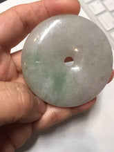 Load image into Gallery viewer, 56.6mm 100% Natural sunny green/purple/gray jadeite Jade big Safety Guardian Button(donut) Pendant/worry stone F143