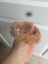 Load image into Gallery viewer, 57.2mm 100% natural light brown/purple carved Lily of the Valley Quartzite (Shetaicui jade) bangle SY3