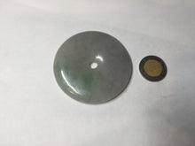 Load image into Gallery viewer, 56.6mm 100% Natural sunny green/purple/gray jadeite Jade big Safety Guardian Button(donut) Pendant/worry stone F143