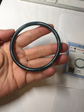 Load image into Gallery viewer, 60.2mm Certified Type A 100% Natural dark green/blue/gray Guatemala slim round cut Jadeite bangle PA146-8841
