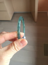 Load image into Gallery viewer, 60.6mm Certified Type A 100% Natural icy watery dark green/blue/gray with Guatemala slim round cut Jadeite bangle PH3-2349