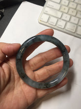 Load image into Gallery viewer, 56mm Certified Type A 100% Natural icy watery dark green/purple/gray round cut Jadeite bangle AA130-6924