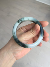 Load image into Gallery viewer, 54.3mm Certified Type A 100% Natural icy watery dark green/white//black Jadeite Jade bangle BM8-8573