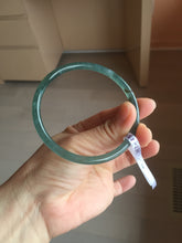 Load image into Gallery viewer, 60.6mm Certified Type A 100% Natural icy watery dark green/blue/gray with Guatemala slim round cut Jadeite bangle PH3-2349