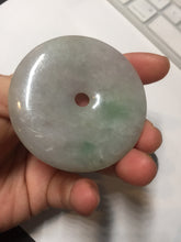 Load image into Gallery viewer, 56.6mm 100% Natural sunny green/purple/gray jadeite Jade big Safety Guardian Button(donut) Pendant/worry stone F143