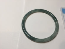 Load image into Gallery viewer, 57.6mm Certified Type A 100% Natural dark green/blue/gray with Guatemala slim round cut Jadeite bangle PJ91-3451
