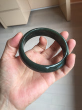 Load image into Gallery viewer, 62.5mm 100% Natural dark green/black meteorite Star Trail(星轨) Night sky nephrite bangle HN161-5901