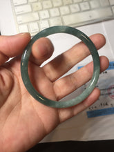 Load image into Gallery viewer, 57.6mm Certified Type A 100% Natural dark green/blue/gray with Guatemala slim round cut Jadeite bangle PJ91-3451