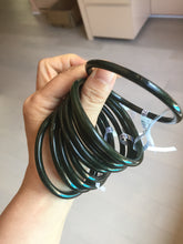 Load image into Gallery viewer, 54-64mm certified 100% Natural dark green black (青玉) slim round cut nephrite group Jade bangle HT106