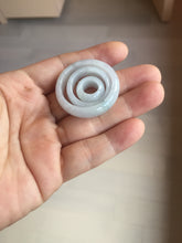 Load image into Gallery viewer, 33.6/23.5/14.7mm Type A 100% Natural light purple white Jadeite Jade concentric circle safety Guardian ring pendant set BK113