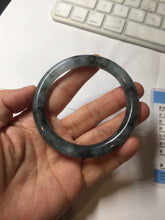 Load image into Gallery viewer, 56mm Certified Type A 100% Natural icy watery dark green/purple/gray round cut Jadeite bangle AA130-6924