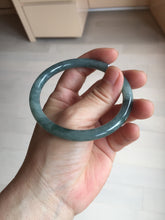 Load image into Gallery viewer, 58.5mm Certified Type A 100% Natural dark green/blue/gray/black with flying flowers Guatemala Jadeite bangle BH238-8656