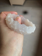 Load image into Gallery viewer, 55mm 100% natural light pink/gray/beige/white Quartzite (Shetaicui jade) carved flowers bangle SY52