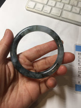 Load image into Gallery viewer, 56mm Certified Type A 100% Natural icy watery dark green/purple/gray round cut Jadeite bangle AA130-6924